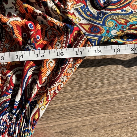 Womens Boston Proper Off-Shoulder Boho Paisley Bell Sleeve Mini Dress Size 4 - Picture 7 of 7